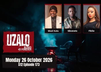 Uzalo teasers artwork for Monday 26 October 2026, S12 Episode 173, with cast photos.