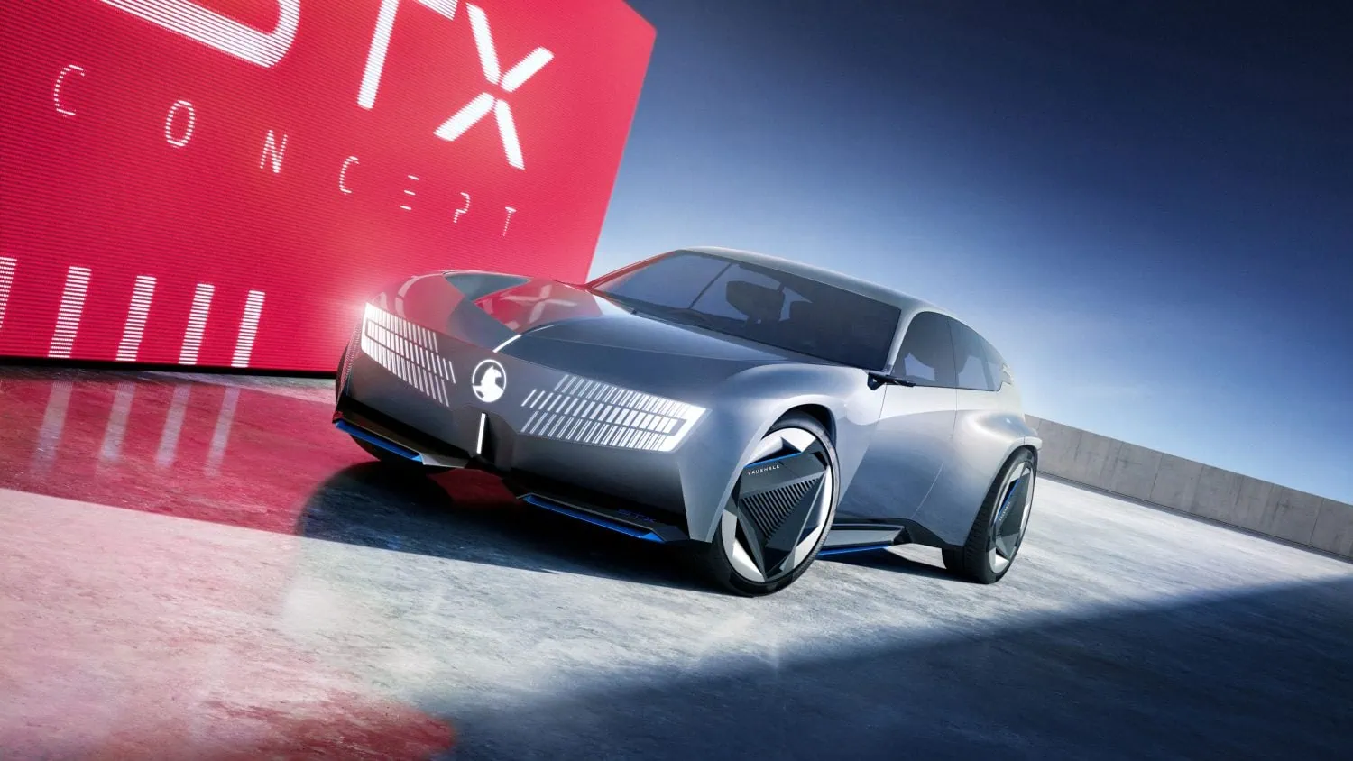 Vauxhall STX Concept low front view with lit lights - Saffarazzi Vauxhall STX Concept low front view with lit lights