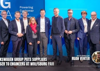 UK Motoring: Volkswagen Group puts suppliers closer - Saffarazzi Volkswagen magazine cover: Group puts suppliers closer to engineers at Wolfsburg fair, with the writer's by-line.