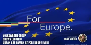 Volkswagen Group For Europe event logo on EU flag