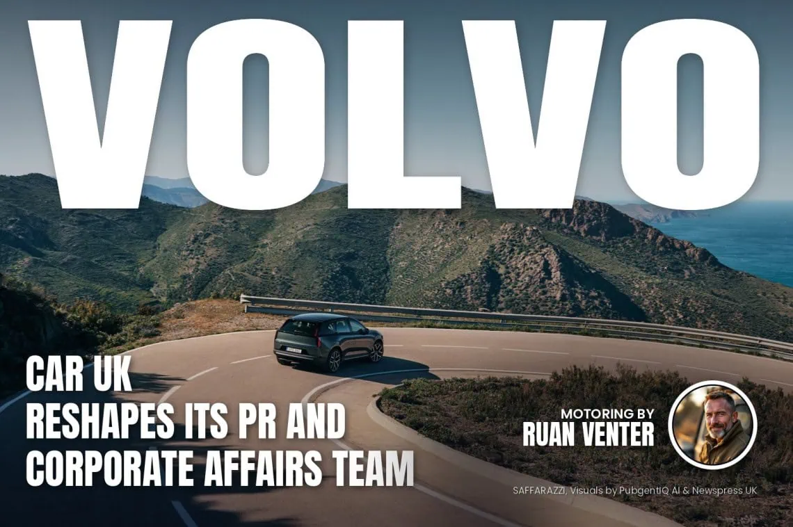 Volvo magazine cover: Car UK reshapes its PR and corporate affairs team, with the writer's by-line.