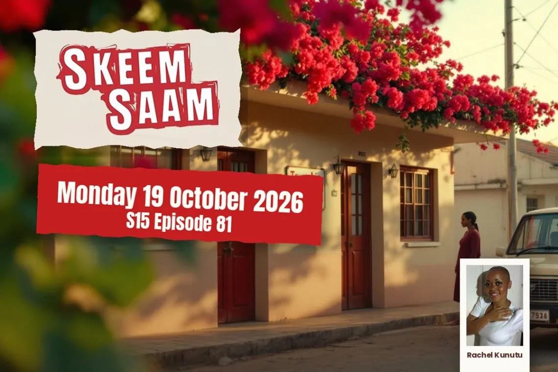 Skeem Saam teasers artwork for Monday 19 October 2026, S15 Episode 81, with cast photos.