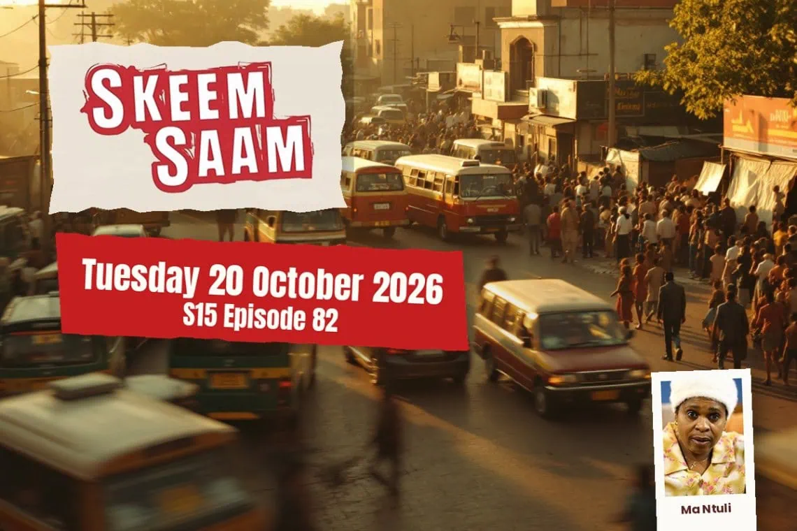 Skeem Saam teasers artwork for Tuesday 20 October 2026, S15 Episode 82, with cast photos.