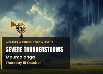 Mpumalanga on alert for severe thunderstorms until 8:59pm tonight