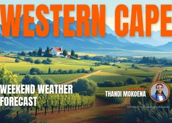 Western Cape weather forecast cover with a landscape of the province behind its name.
