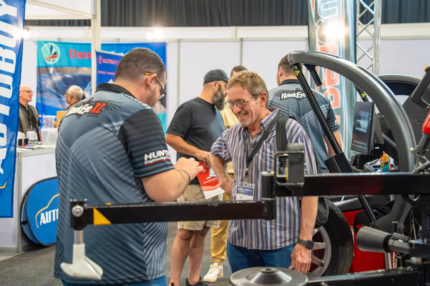 Wheel alignment equipment display - Saffarazzi Wheel alignment equipment demonstration at Automechanika Johannesburg.